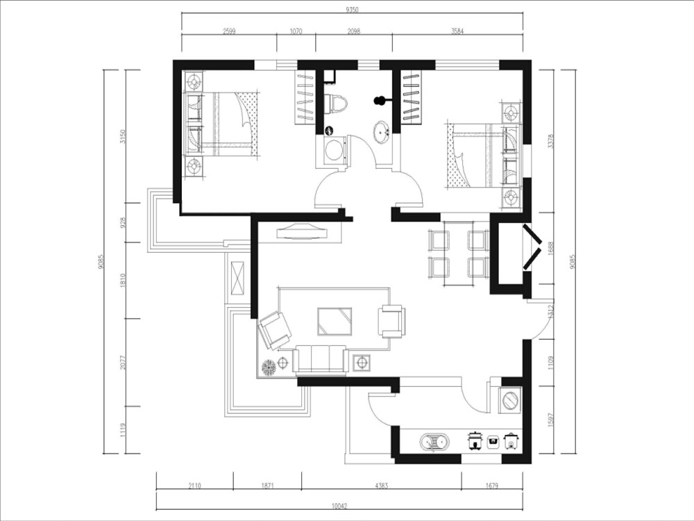 力天装饰-建投观海-92.00㎡-地中海风格