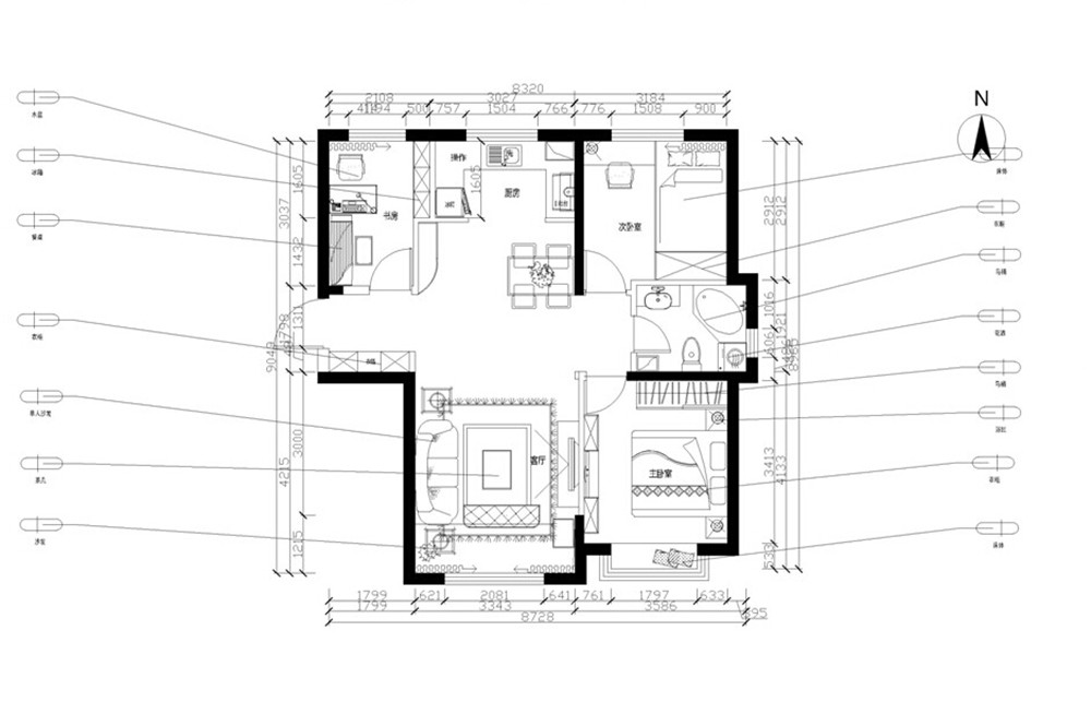 力天装饰-中建幸福城-73㎡-地中海风格