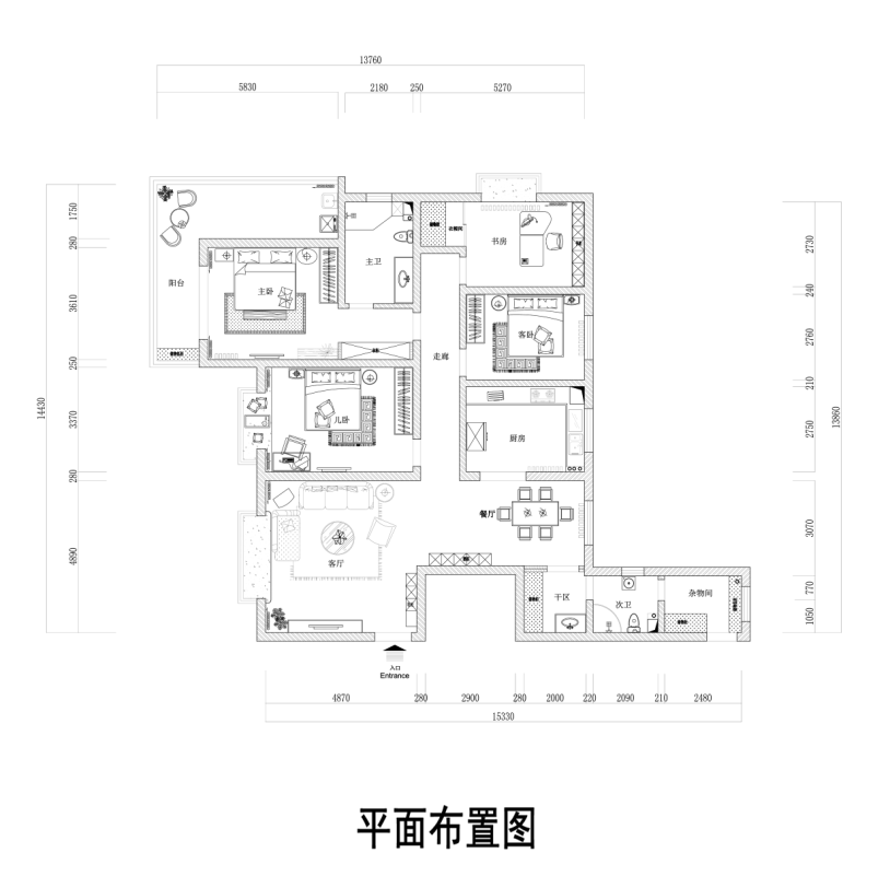 丽泽花苑170平米新中式风格装修效果图