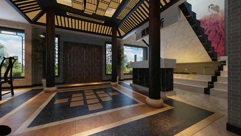 430平米复式茶楼现代中式风格装修设计