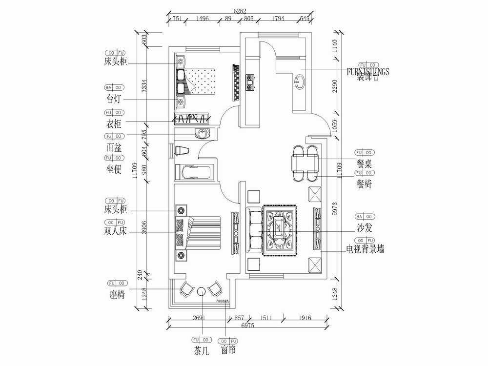 和泓四季恋城2室2厅1厨卫82.61㎡