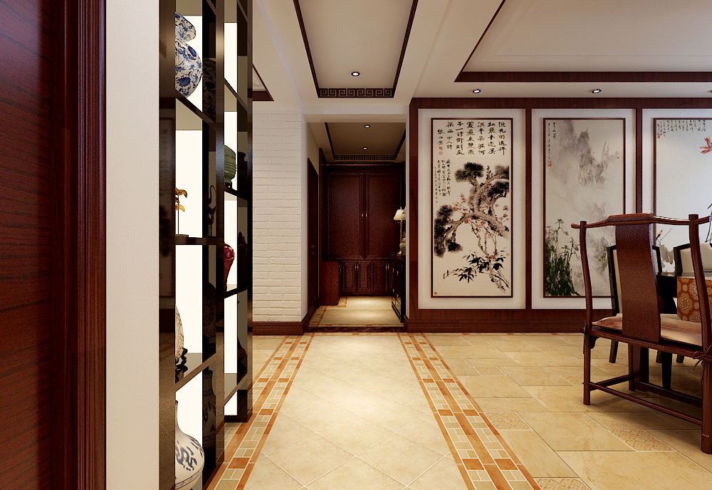 海棠湾3居室新中式风格