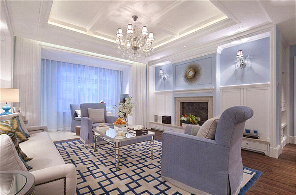 地中海风格--三居室——135平米温暖浅蓝色