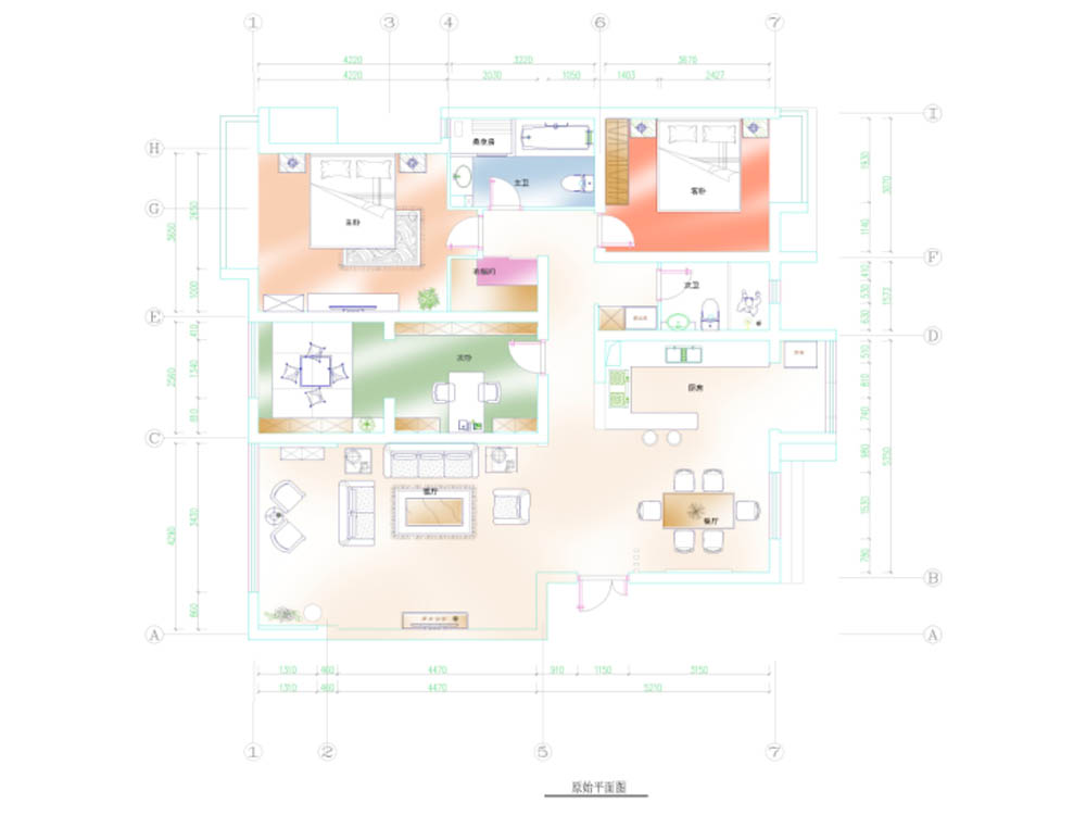 金地格林世界139平米现代中式三居室