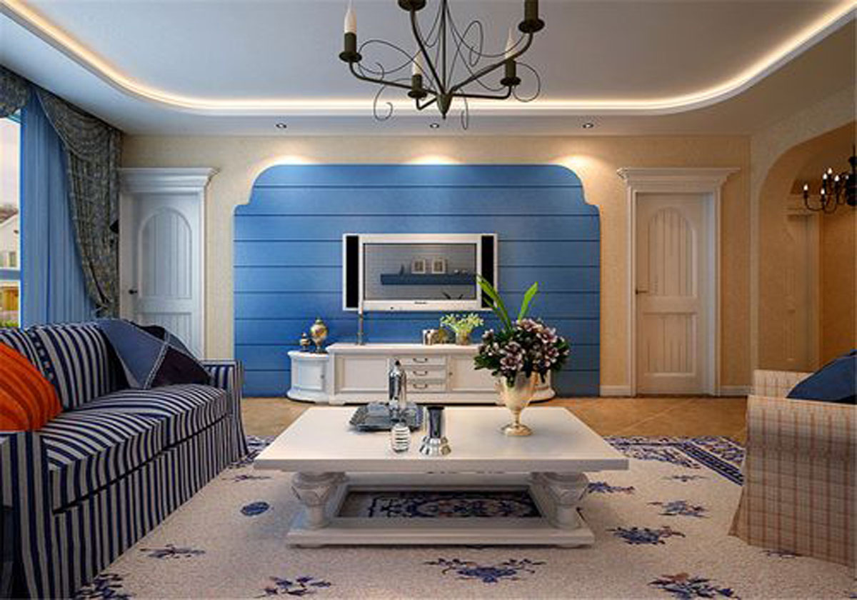 地中海风格—三居室—客厅—行之舰装饰