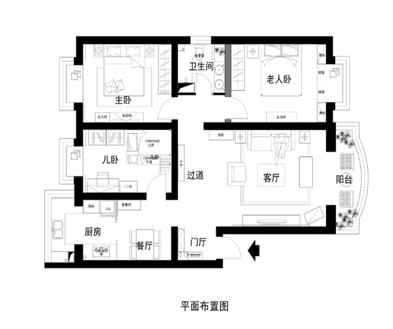 世纪花苑-简约中式风格-三居室