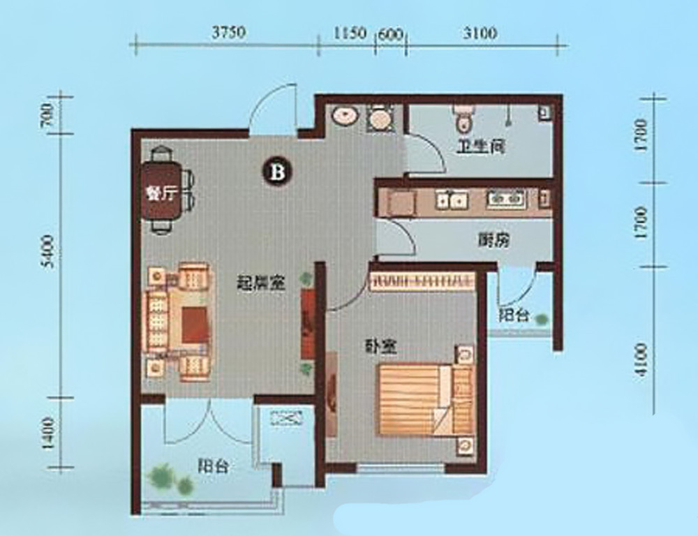 田园风格--二居室——75平米温馨的家