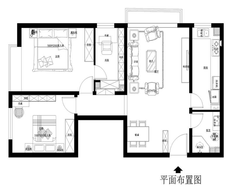 中广宜景湾-简中式-两居室