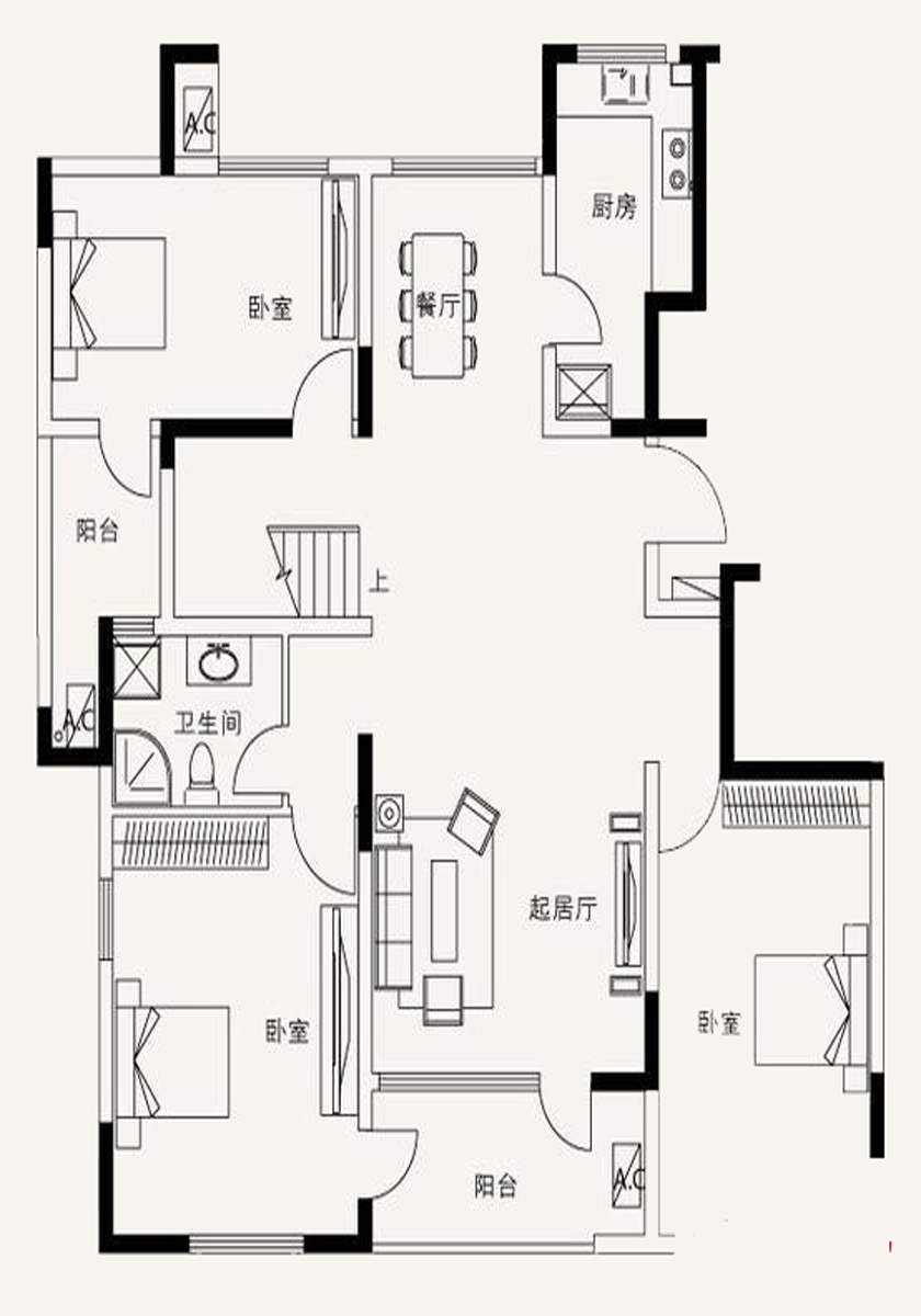 地中海风格—三居室—客厅—行之舰装饰