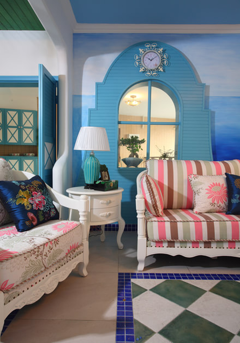 地中海风格—三居室—客厅—行之舰装饰