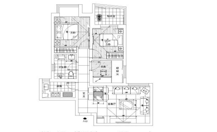 中原新城88平三居室简约风格设计方案