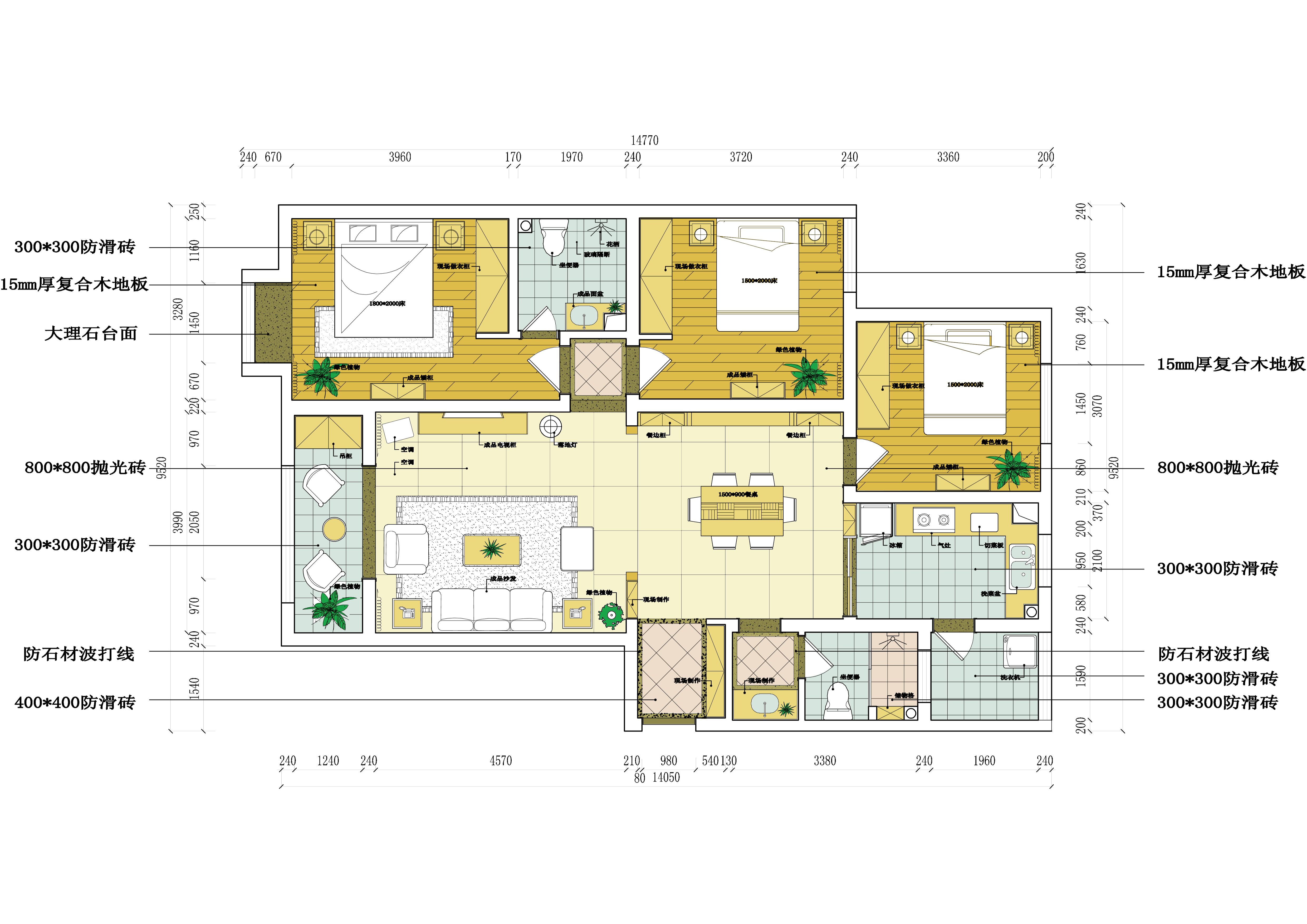 黄金海岸-三室两厅-欧式设计