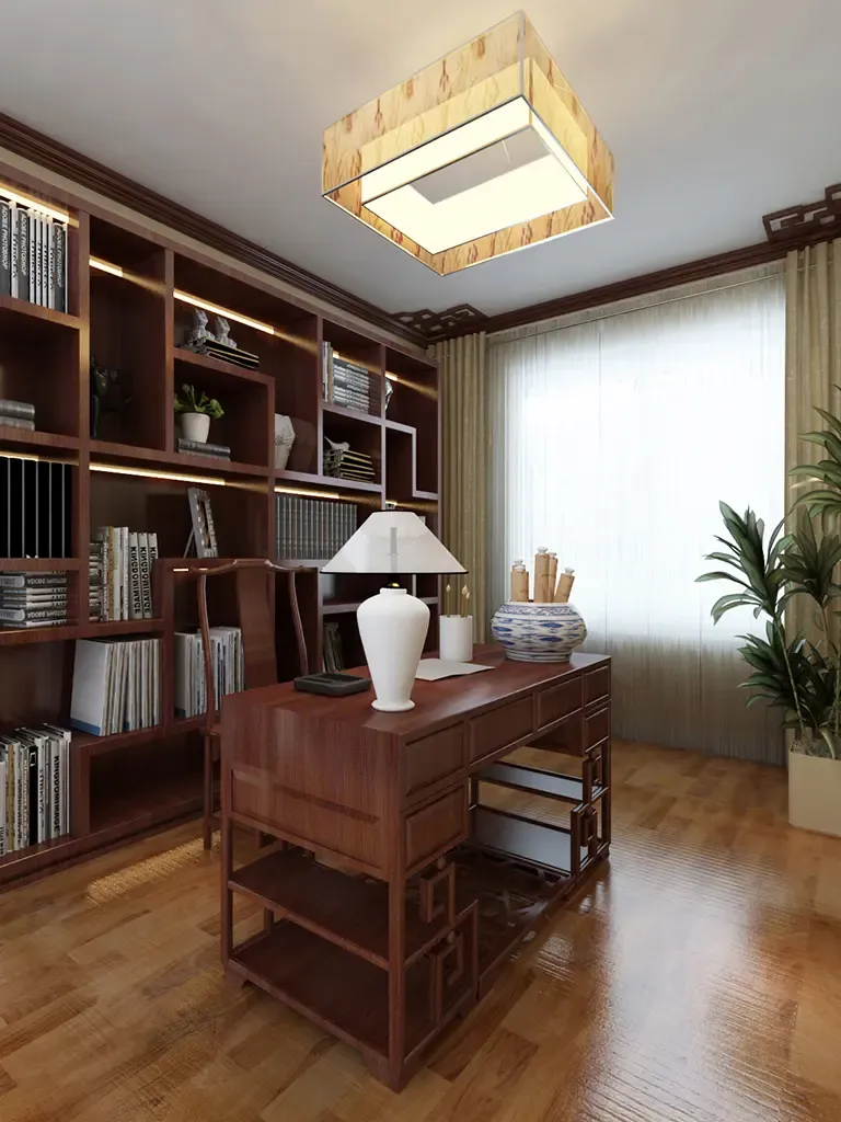 天津远洋万和城中式古典二居室装修效果图_95平米9万装修设计案例
