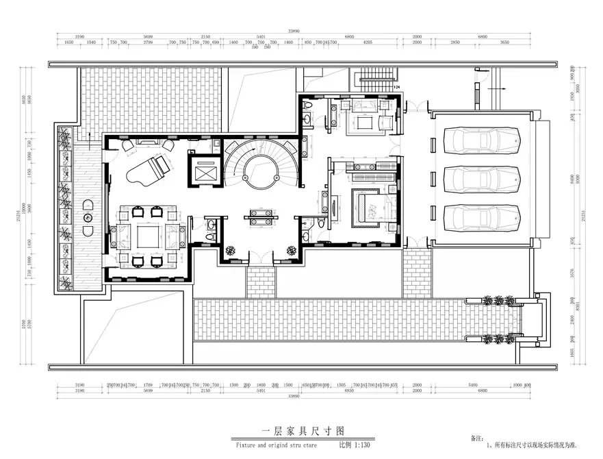 一层家具平面图含钢琴房