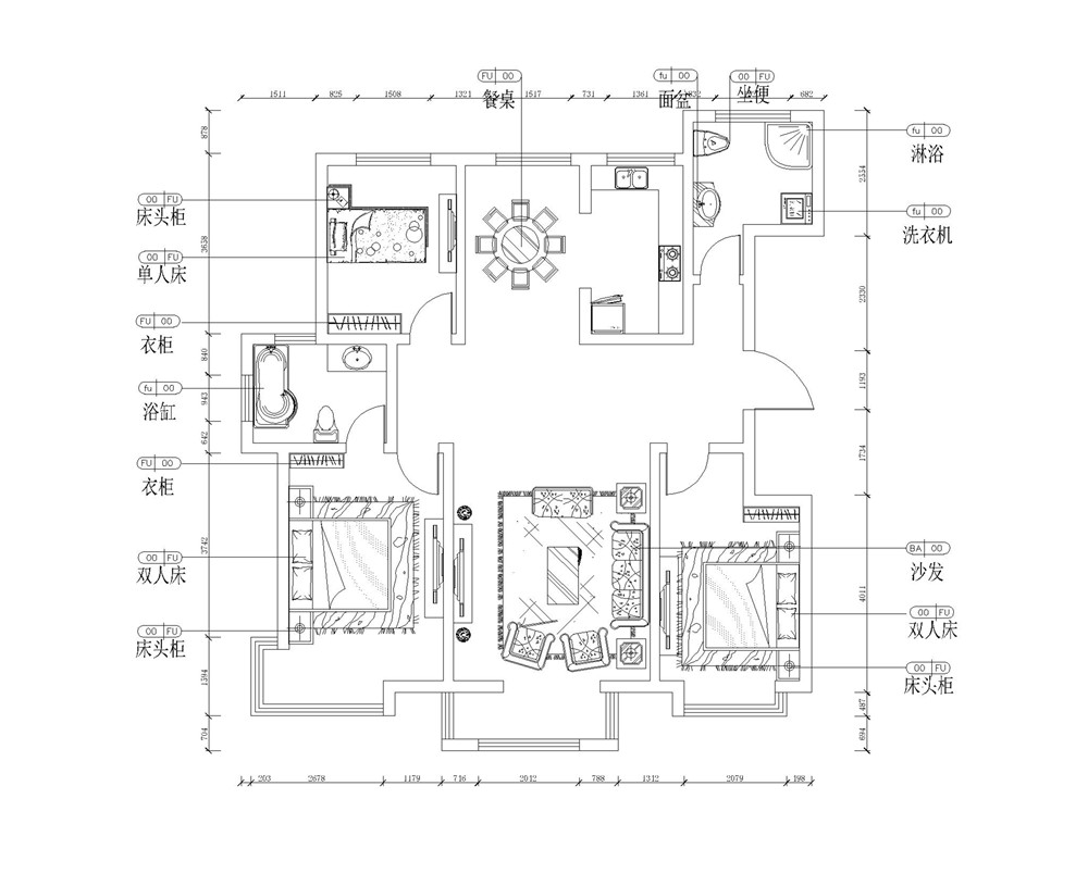 建德盛世华府C04户型图3室3厅2卫