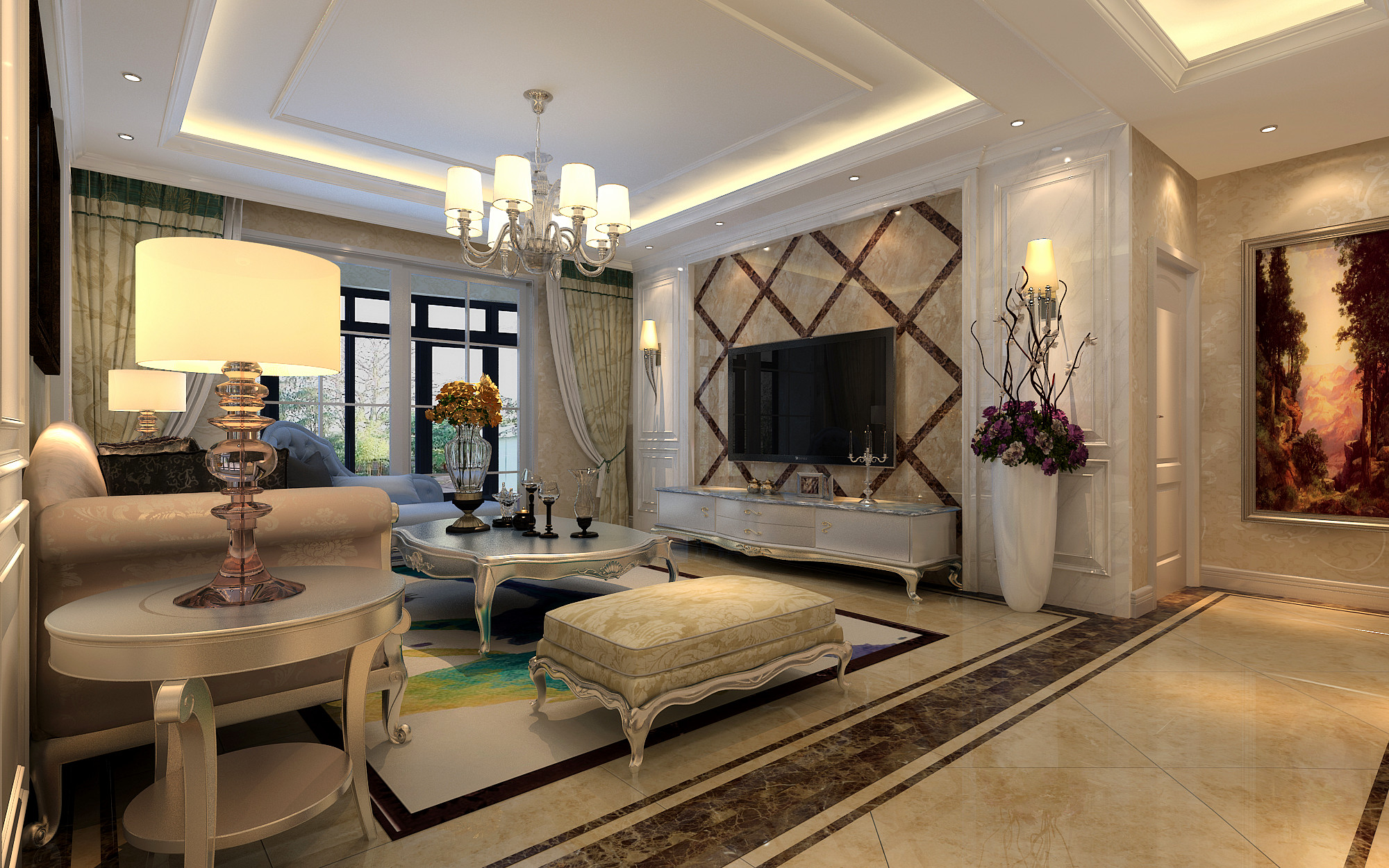 【升龙城】：120平三室两厅简欧风格设计！