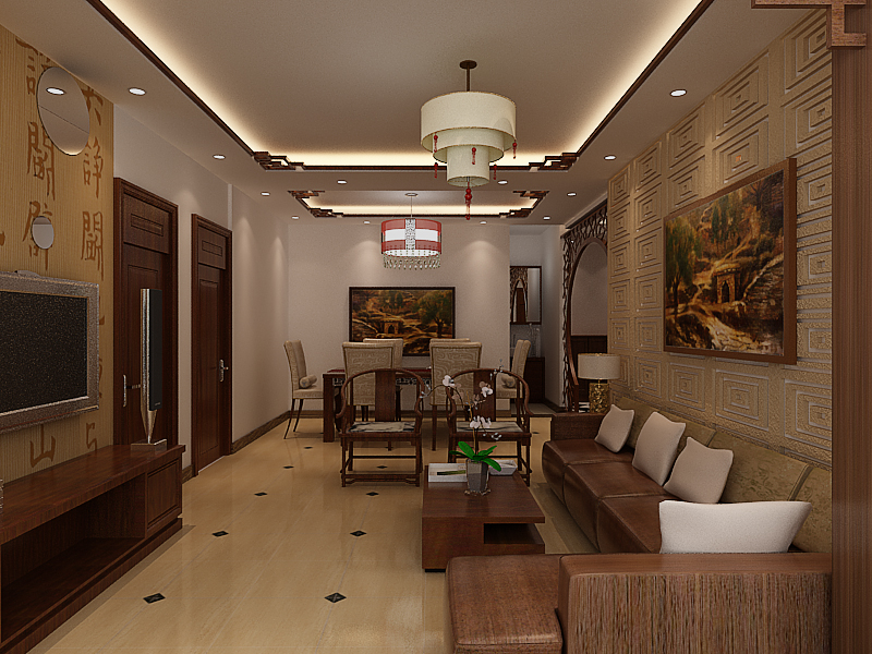 紫晶悦城两室两厅中式风格设计