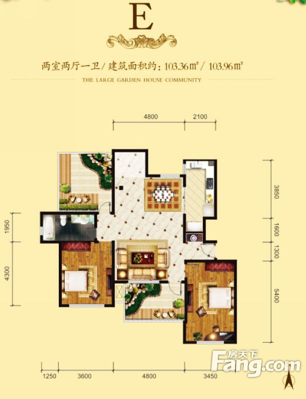 太原东润国际新城103平现代风格设计图