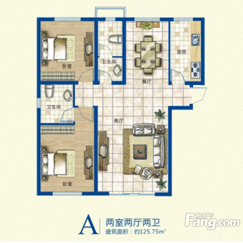 唐太家园三室两厅欧式风格设计