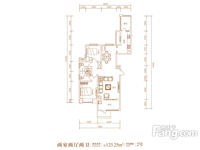 东胜紫御府两室两厅中式风格设计