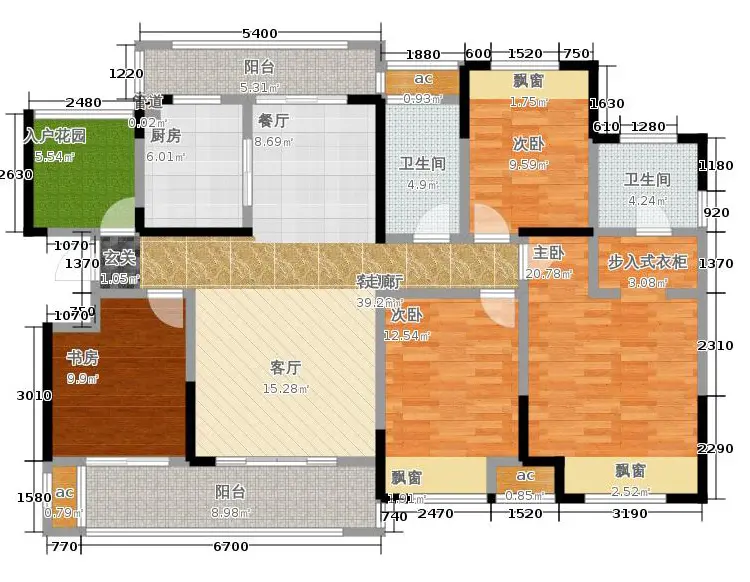 海上五月花143平方四室两厅简欧风格装修