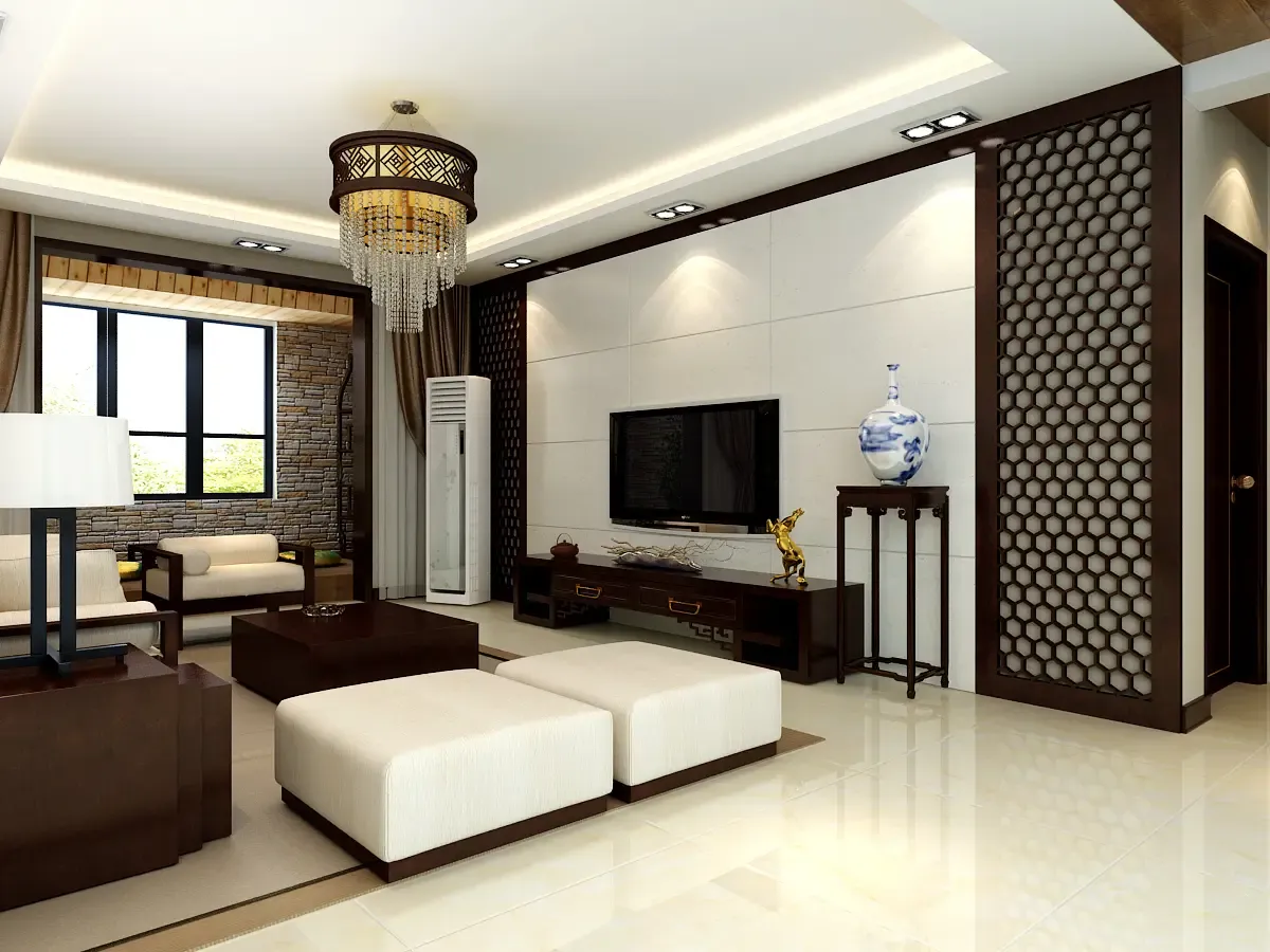 客厅:以简单的白色调配以实木的颜色,就像现代社会与自然完美的结合.