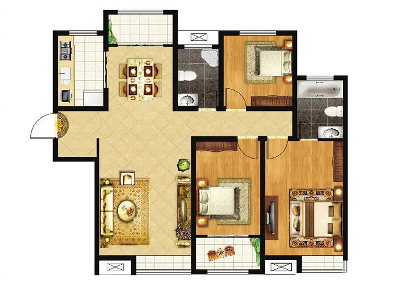 现代简约三居室140平米4万-黄金99装修案例-济南房天下家居装修网