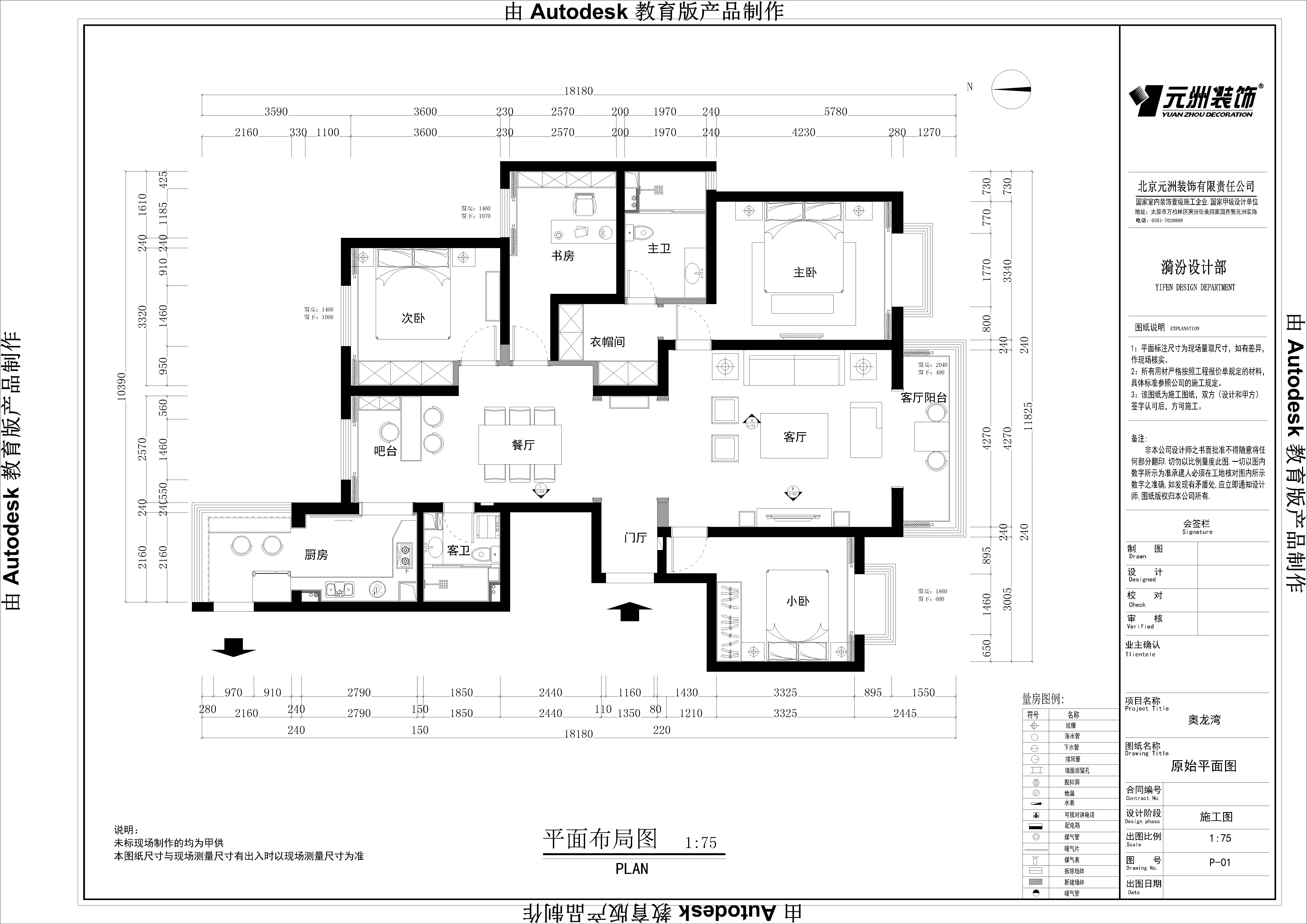 太原阳光汾河湾170平米简欧风格效果图