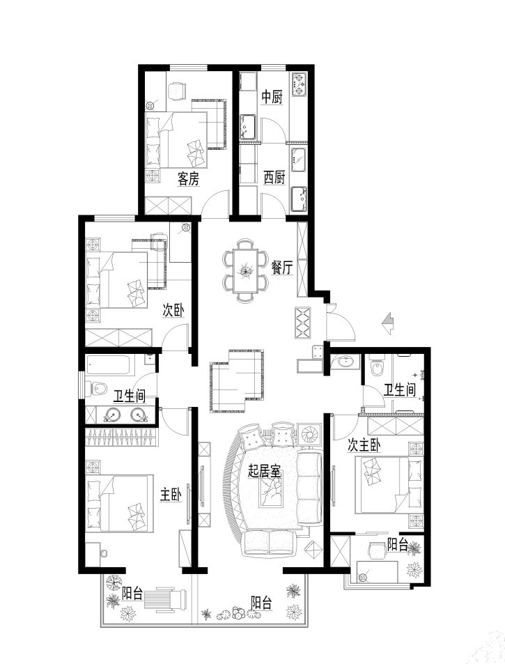 玉泉新城三居室欧式古典