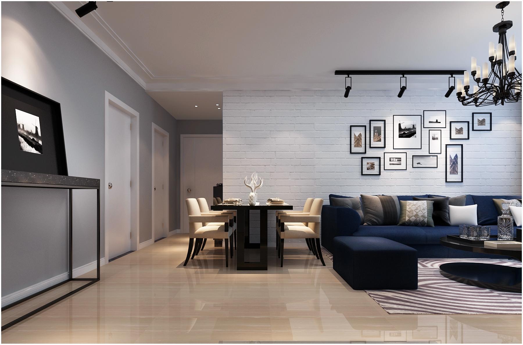 新蓝钻-三室两厅-现代简约风格设计
