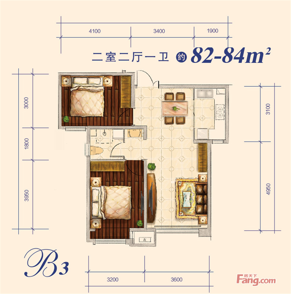 中交樾公馆82㎡田园风格