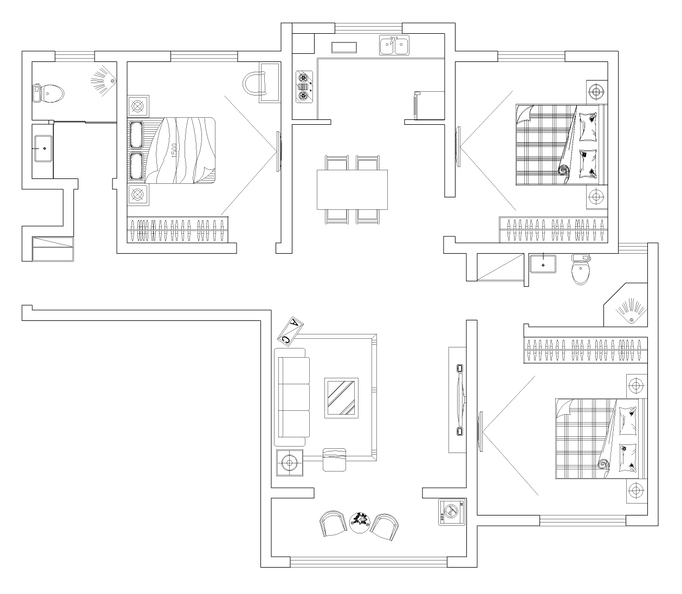 阅山公馆140平方三室两厅新中式装修效果图