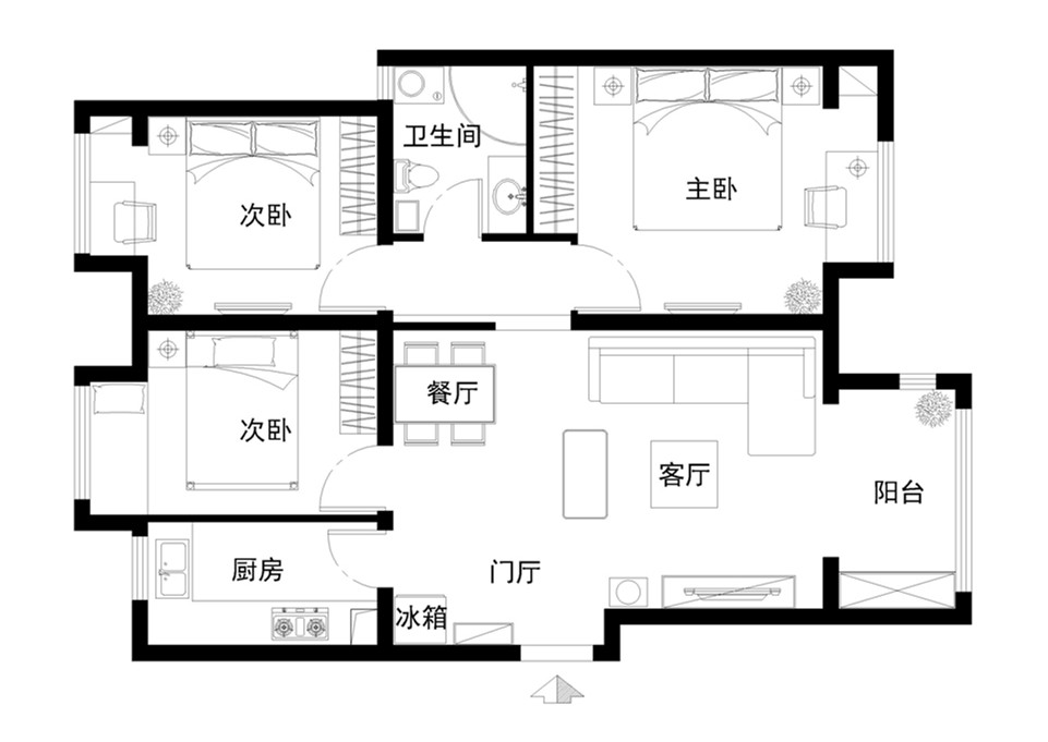 融香园-二居室-84.00平米-装修设计