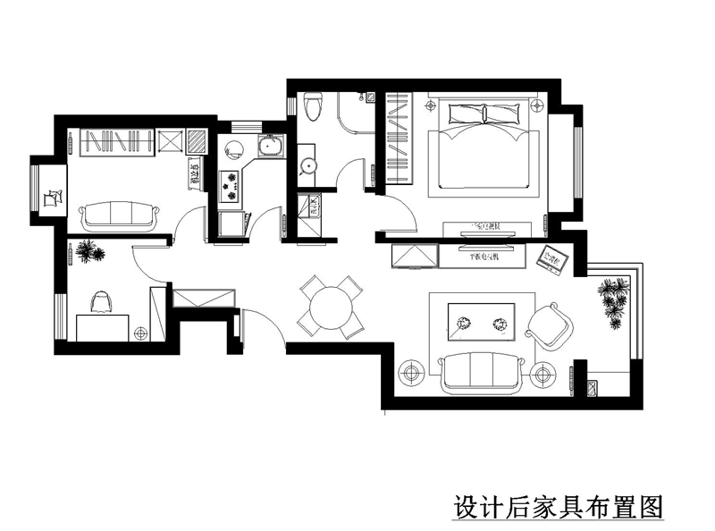 金地仰山-二居室-90.00平米-装修设计