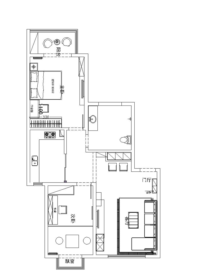 四合上院-二居室-80.00平米-装修设计