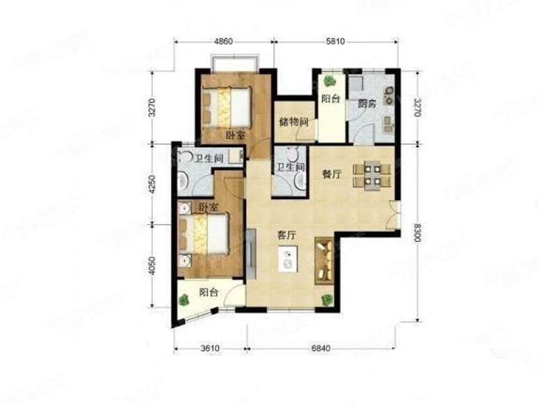 海晟名苑-二居室-128.00平米-装修设计