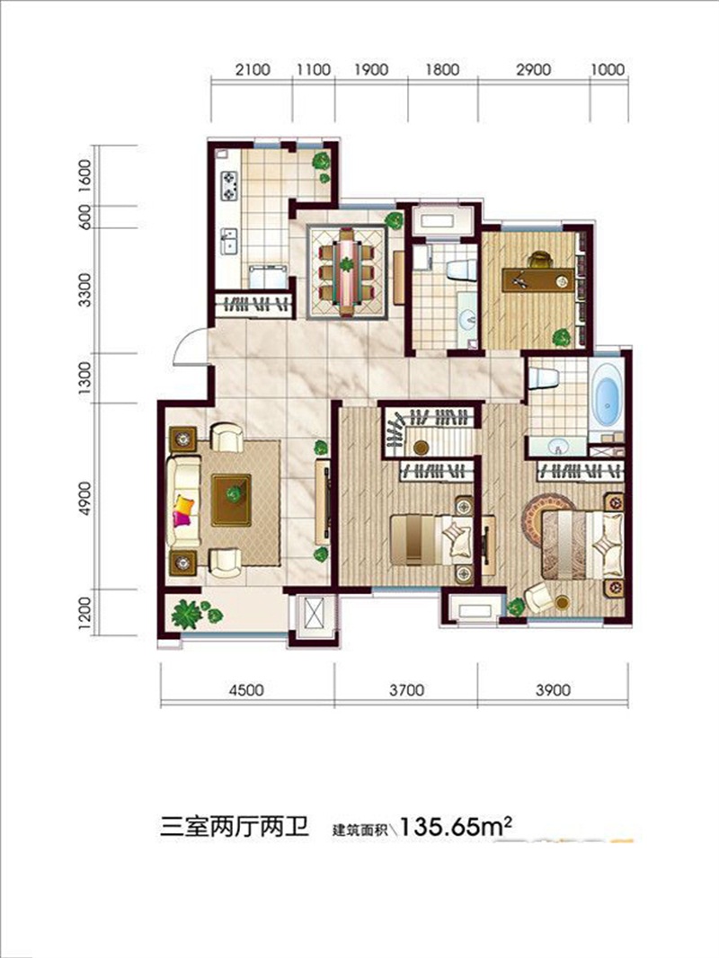 澜湾半岛-简欧风格-三室两厅两卫-135㎡-