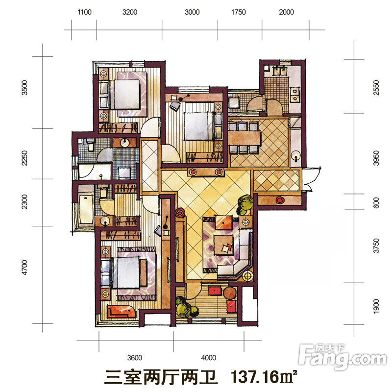 远见三室两厅欧式风格设计