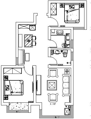 盛润锦绣城83平方两居室现代简约装修效果图