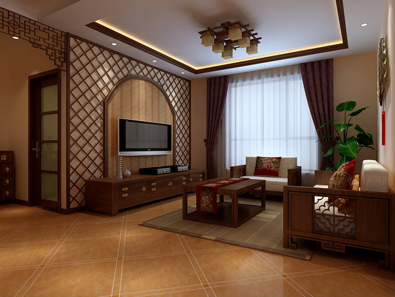 福美国际三室两厅中式风格设计