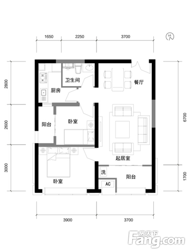 三千渡90平米现代简约风格设计效果图