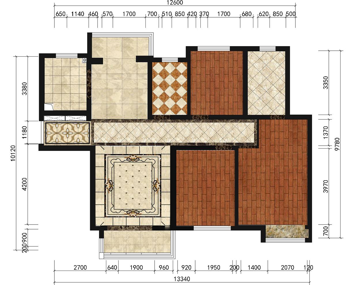 永威五月花城三居室中式风格装修设计效果图