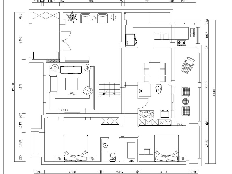 华润橡树湾-350平米-5居室-现代风格