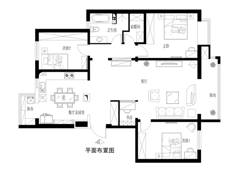 水墨林溪140平简欧风格案例效果图设计