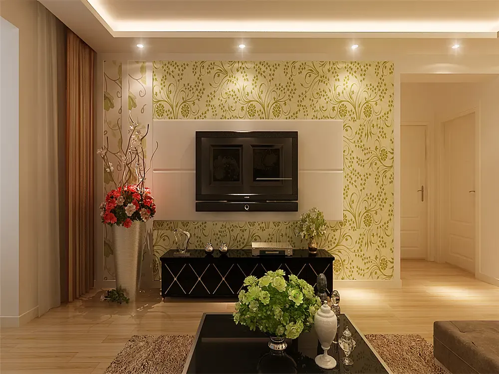 没有单独的客厅而是与餐厅共同使用的空间,在此设计了造型棚面进行了