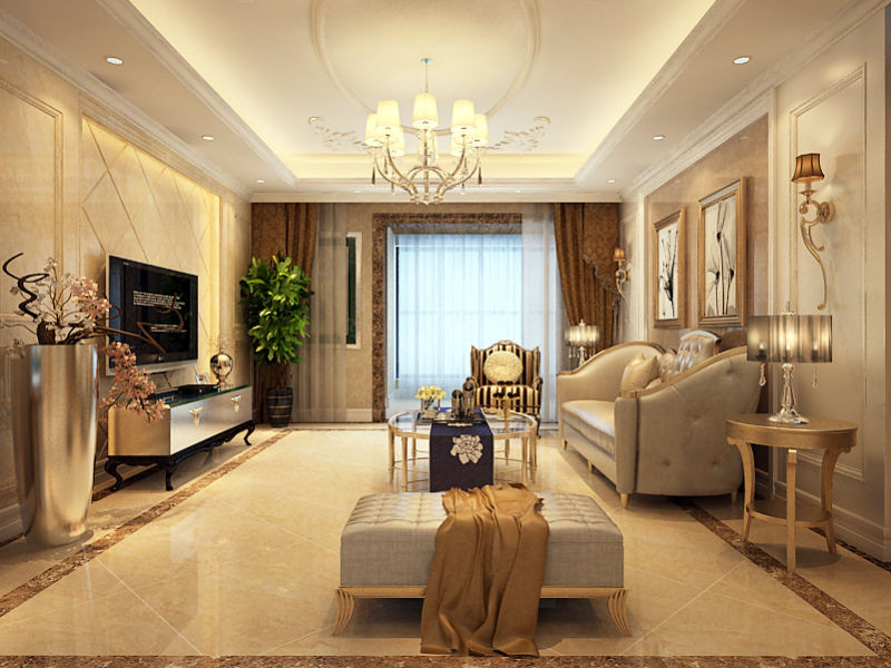 客厅采用一般的色彩搭配,风格都是随着整个空间的,同样 采用了门厅