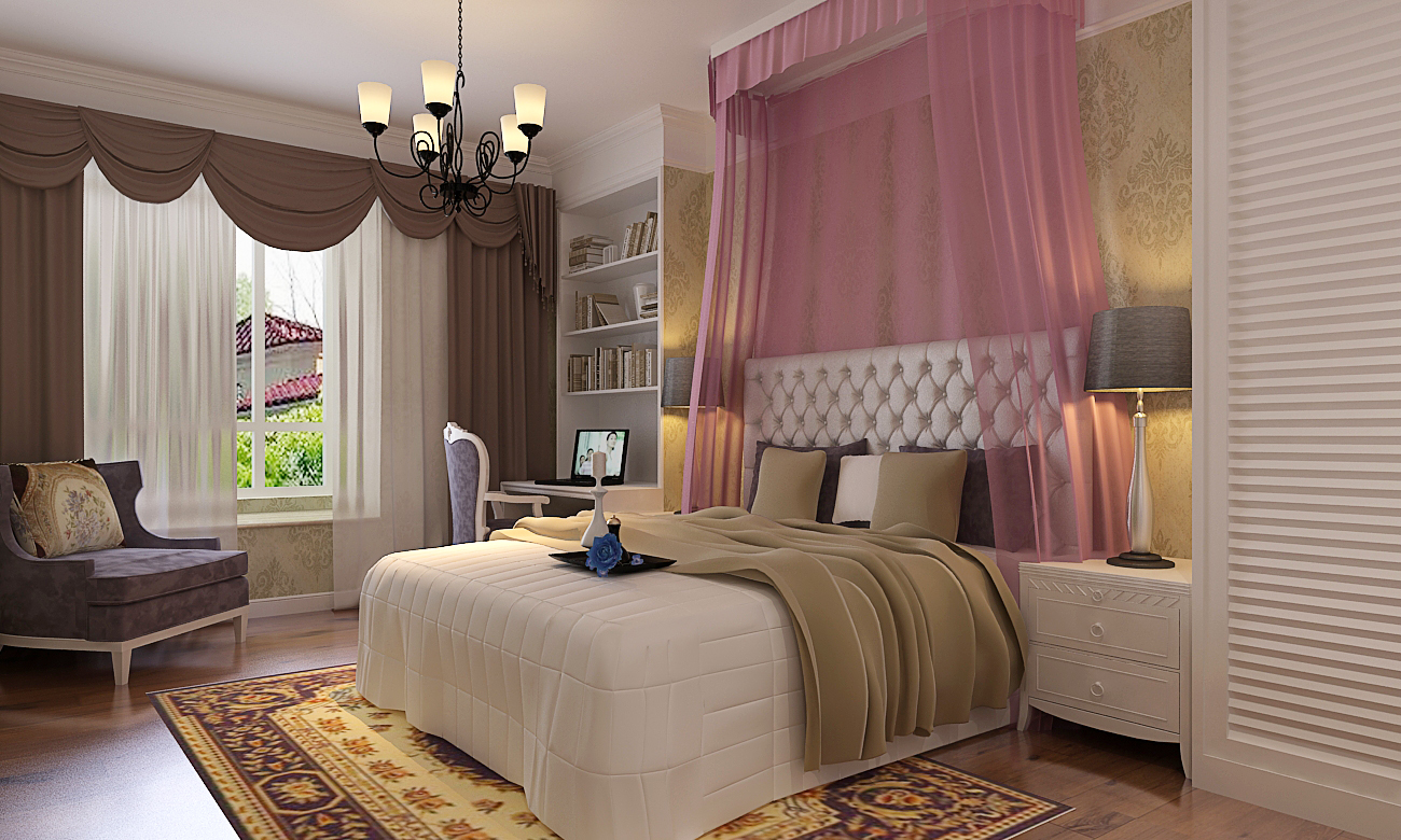 紫檀华都88平方两居室简欧风格装修效果图