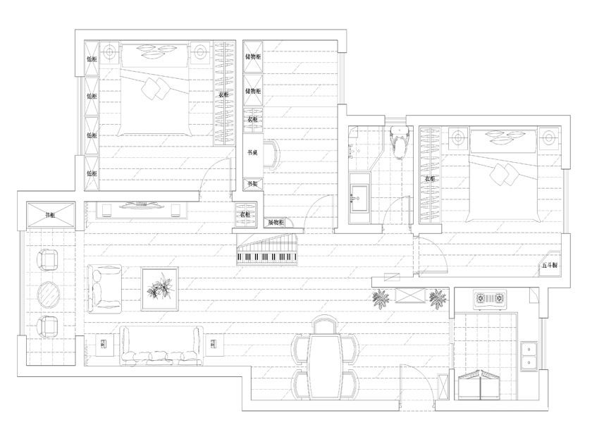 孔雀新城锦园-三居室-100.00平米-装修设计