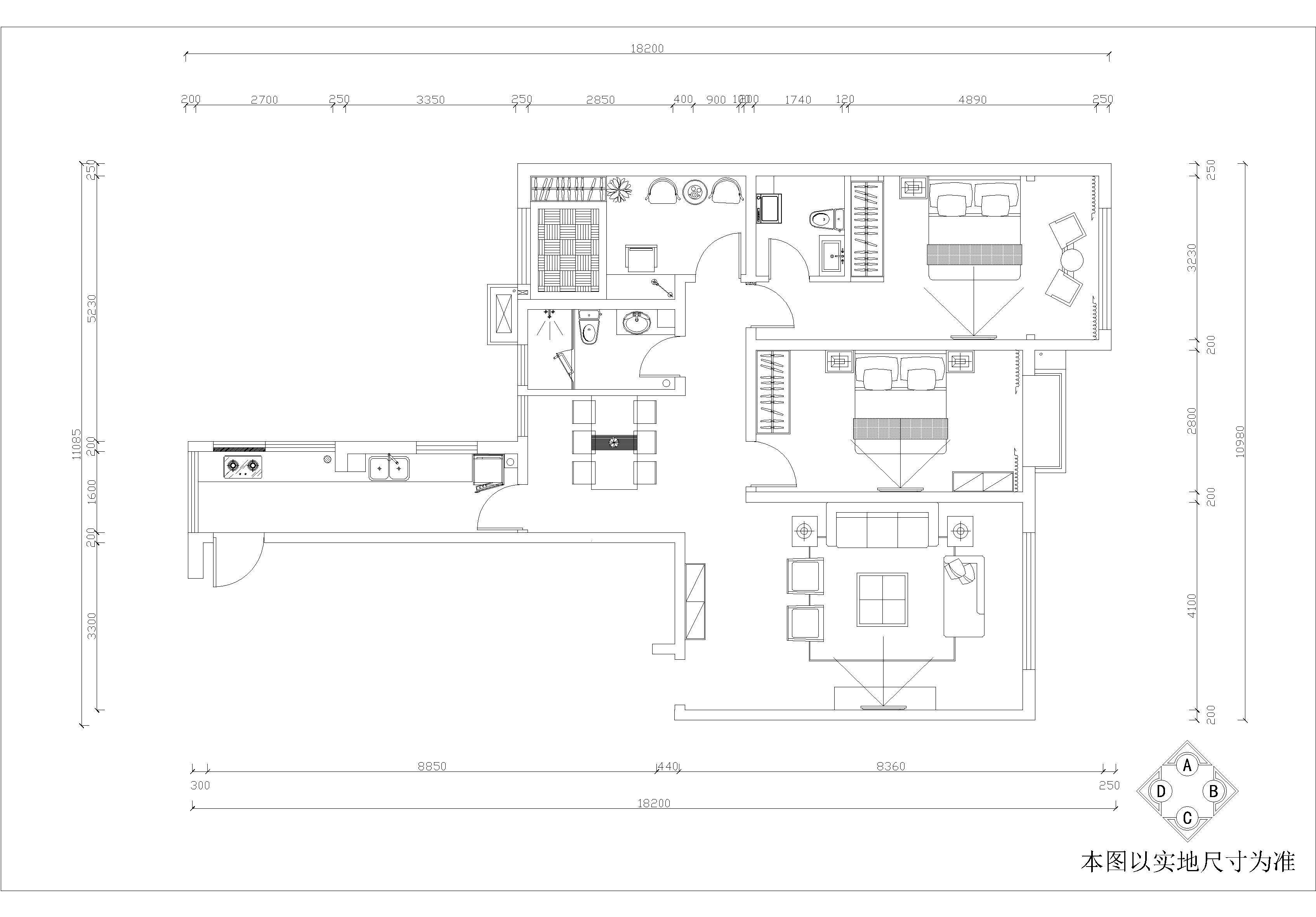 新中式风格-翔鹰花园-135平三居室