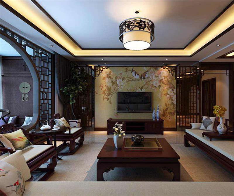 东胜紫御府三室两厅中式风格设计